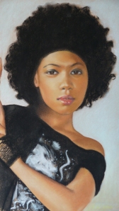 girl with afro pastel